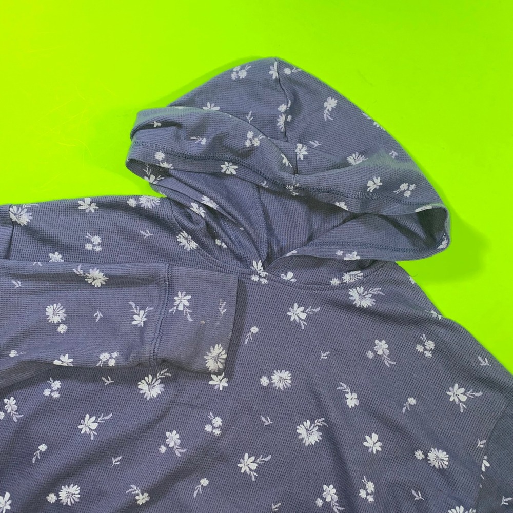 OshKosh B'gosh‎ Girls 14 14A Blue Floral Waffle Knit Hoodie